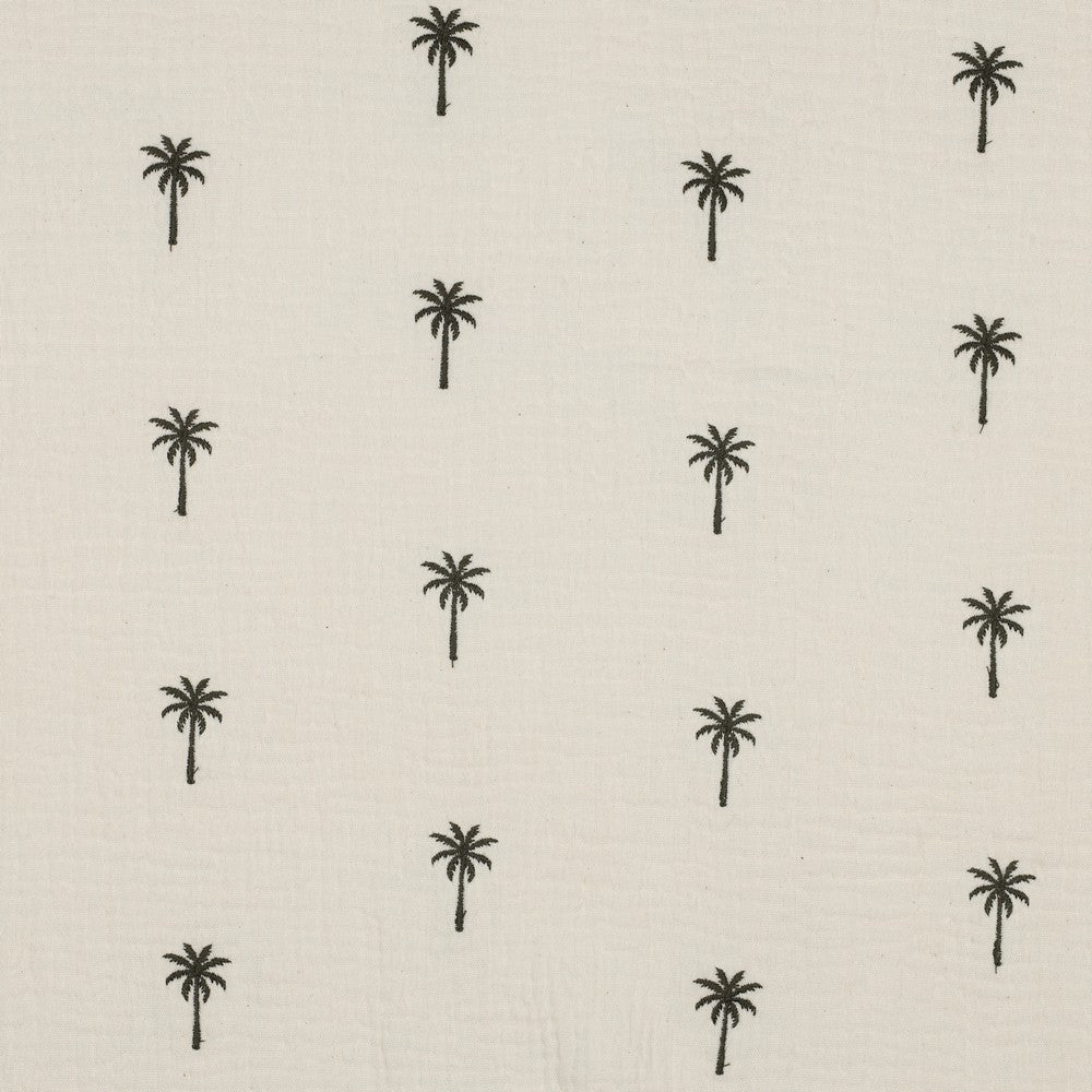 Double gaze brodée blanche palmiers - 3