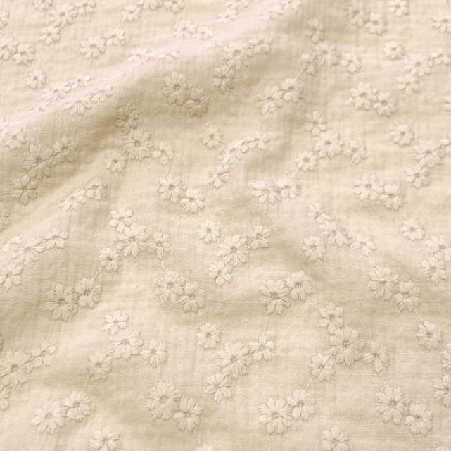 Double gaze brodée écrue Erine - 1