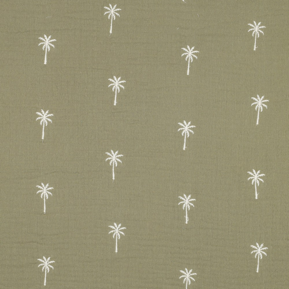 Double gaze brodée verte palmiers - 3