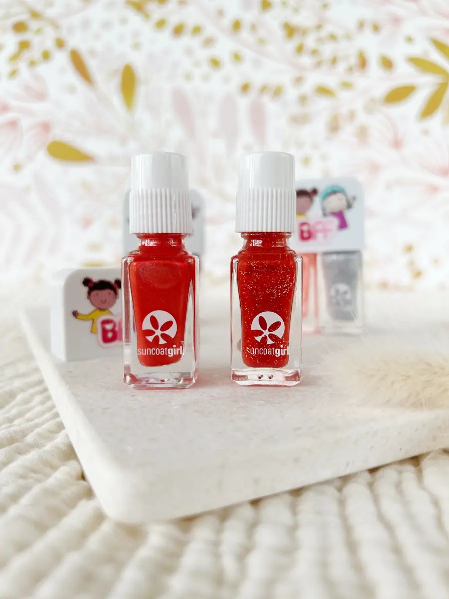 Duo de vernis à ongles - Suncoat Girl - Cuties (rouge brillant + rouge vif pailleté)