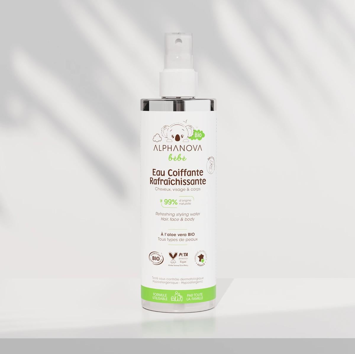 Eau coiffante rafraichissante bio pour bébé - Alphanova - 1