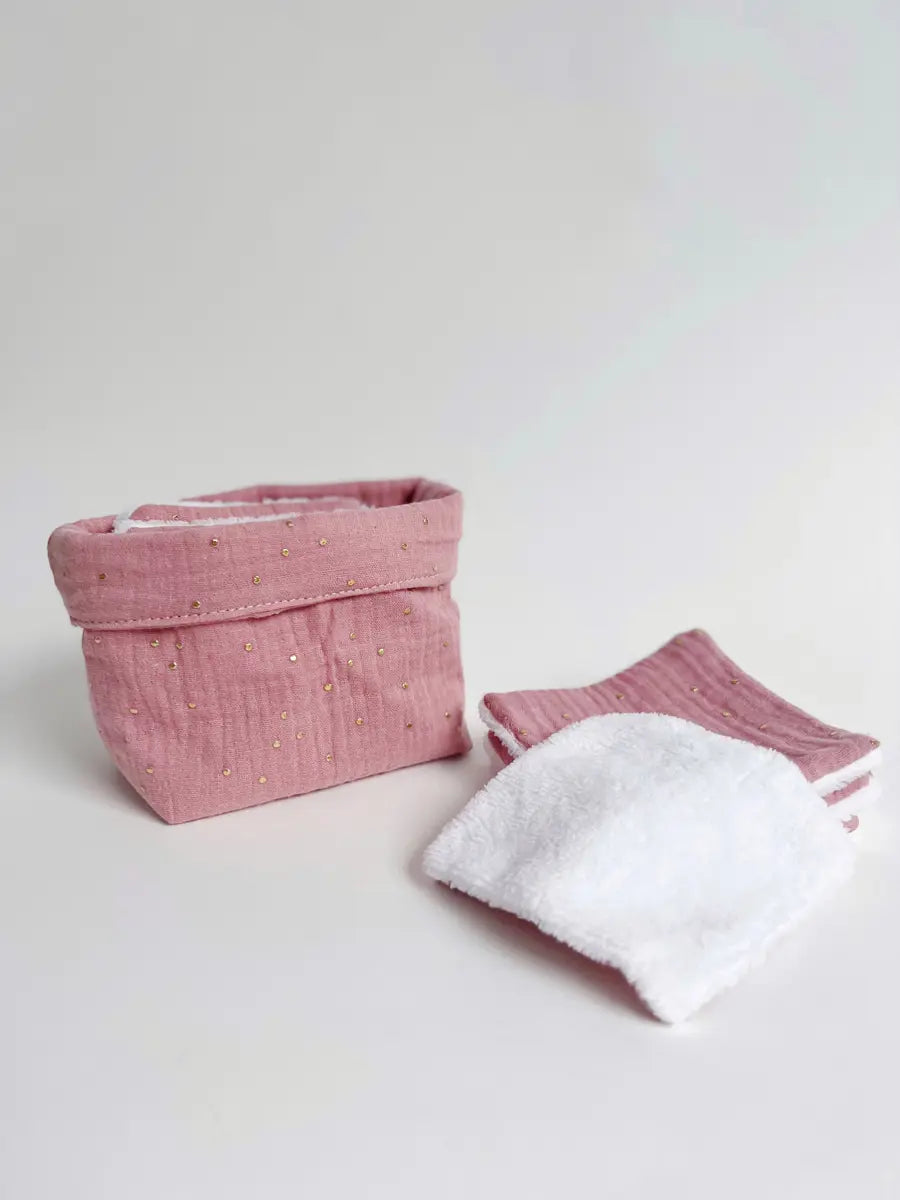 Ensemble assorti (double gaze) : la panière et ses 10 cotons - Boudoir