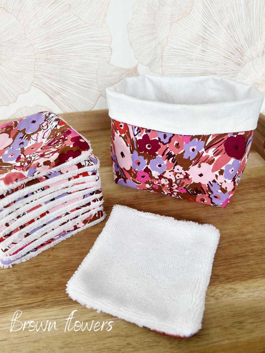Ensemble assorti : la panière et ses 10 cotons - Brown flowers