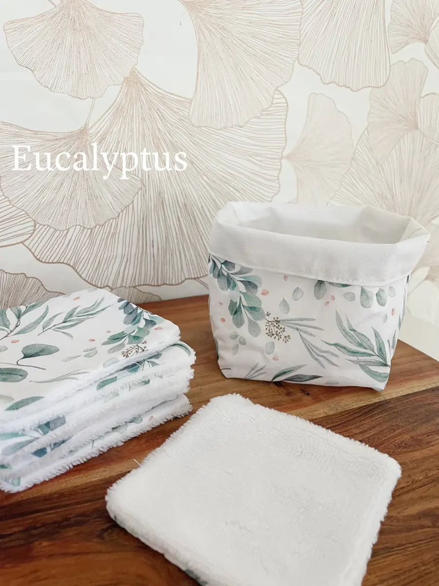 Ensemble assorti : la panière et ses 10 cotons - Eucalyptus