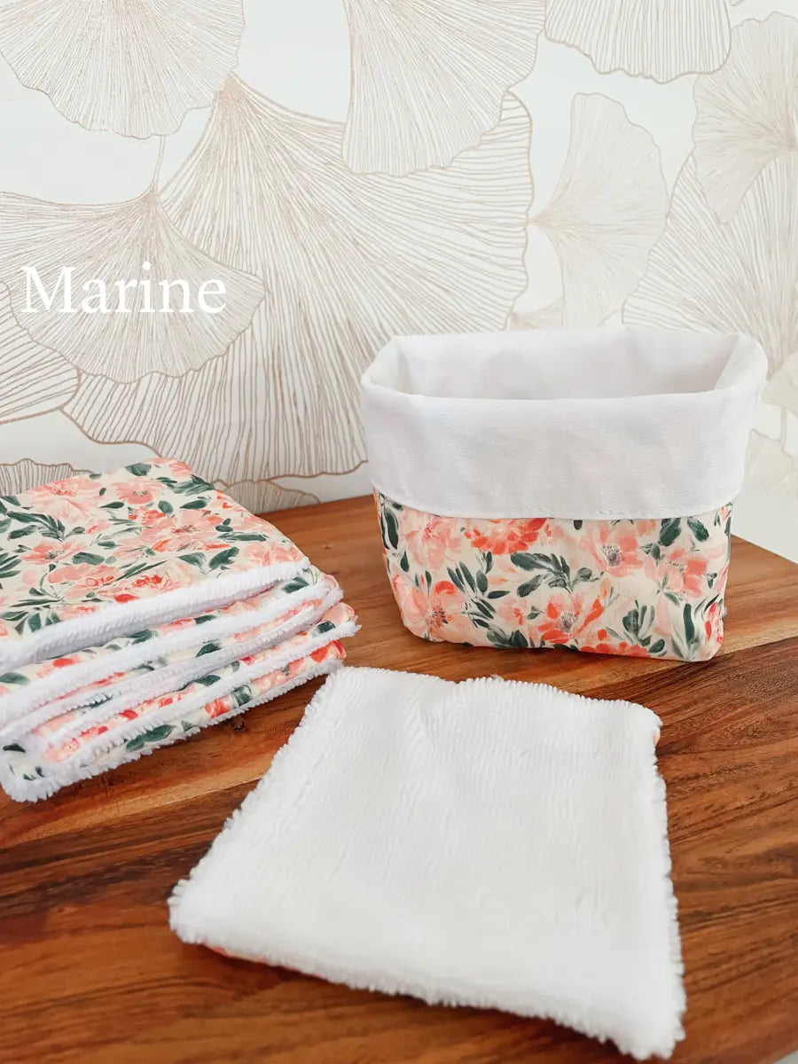 Ensemble assorti : la panière et ses 10 cotons - Marine