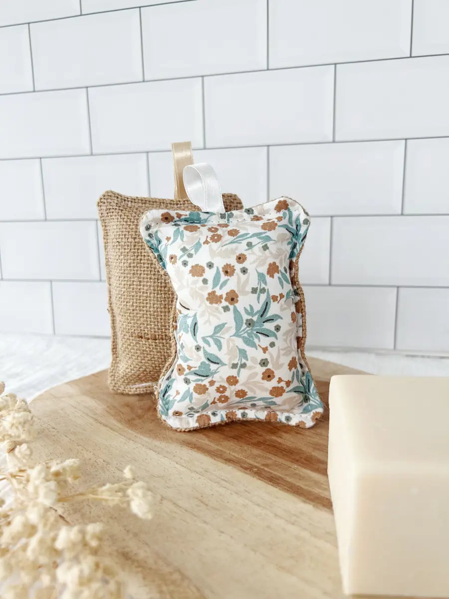 Eponge lavable TOILE DE JUTE - Blue spring