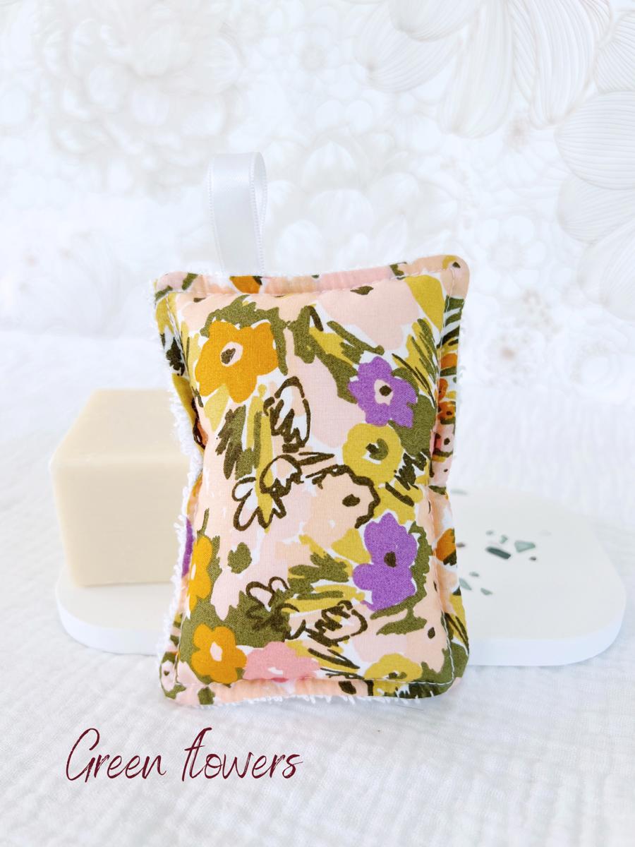 Eponge lavable - Green flowers