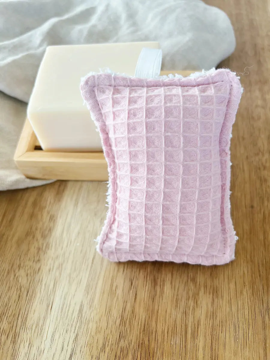 Eponge lavable - Nid d’abeille doux rose