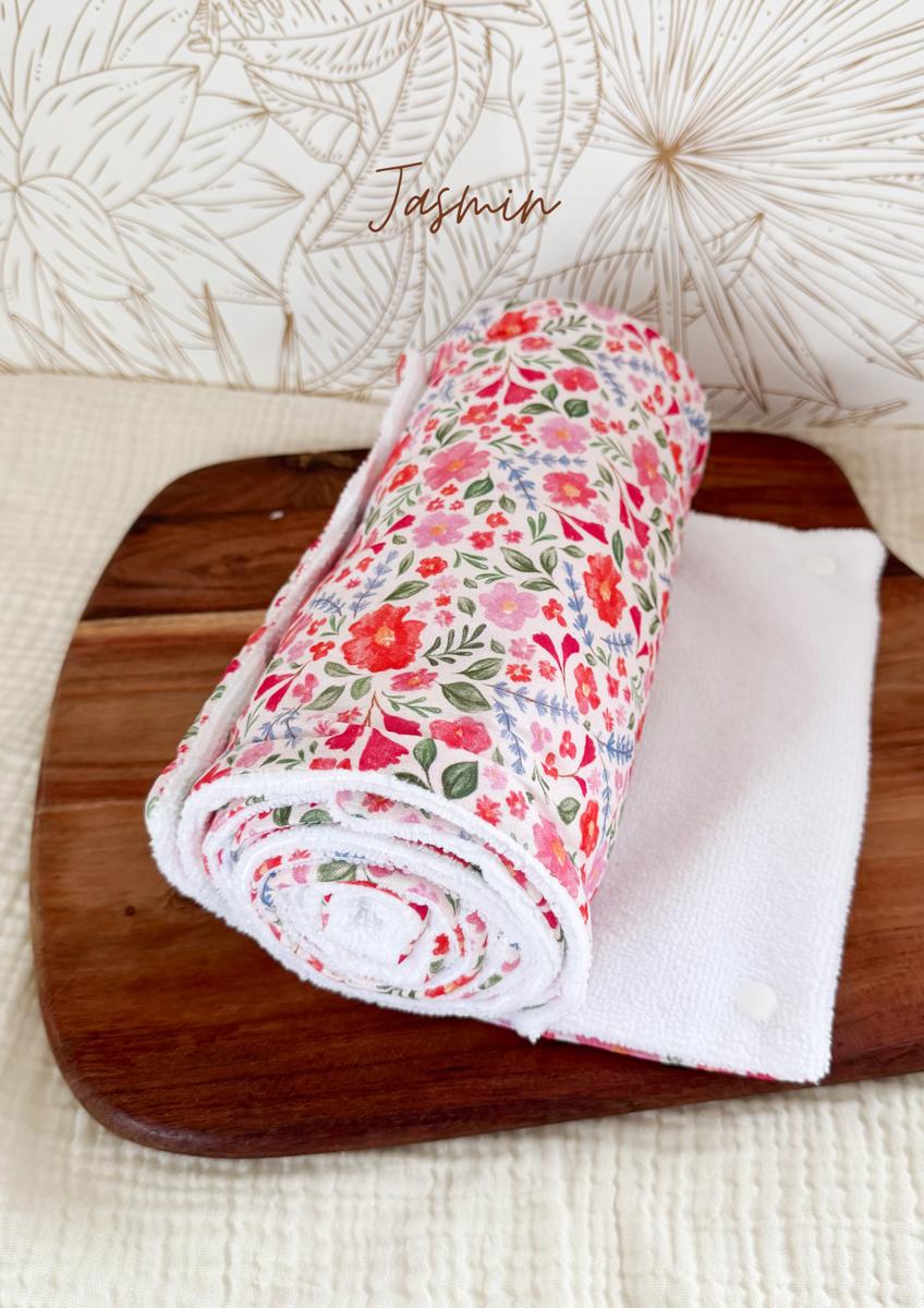 Rouleau essuie-tout lavable - 10 feuilles réutilisables - Jasmin