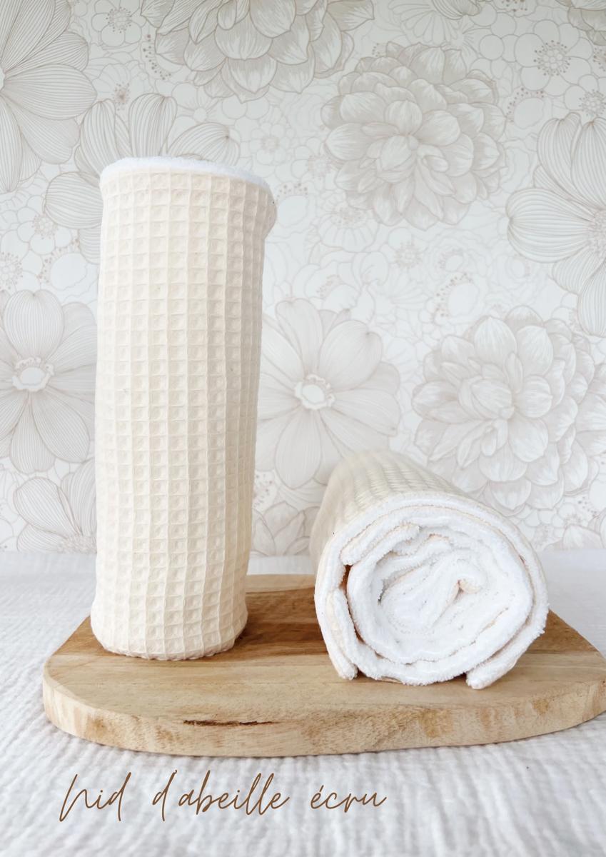 Essuie-tout lavable (5 feuilles) - Nid d'abeille écru