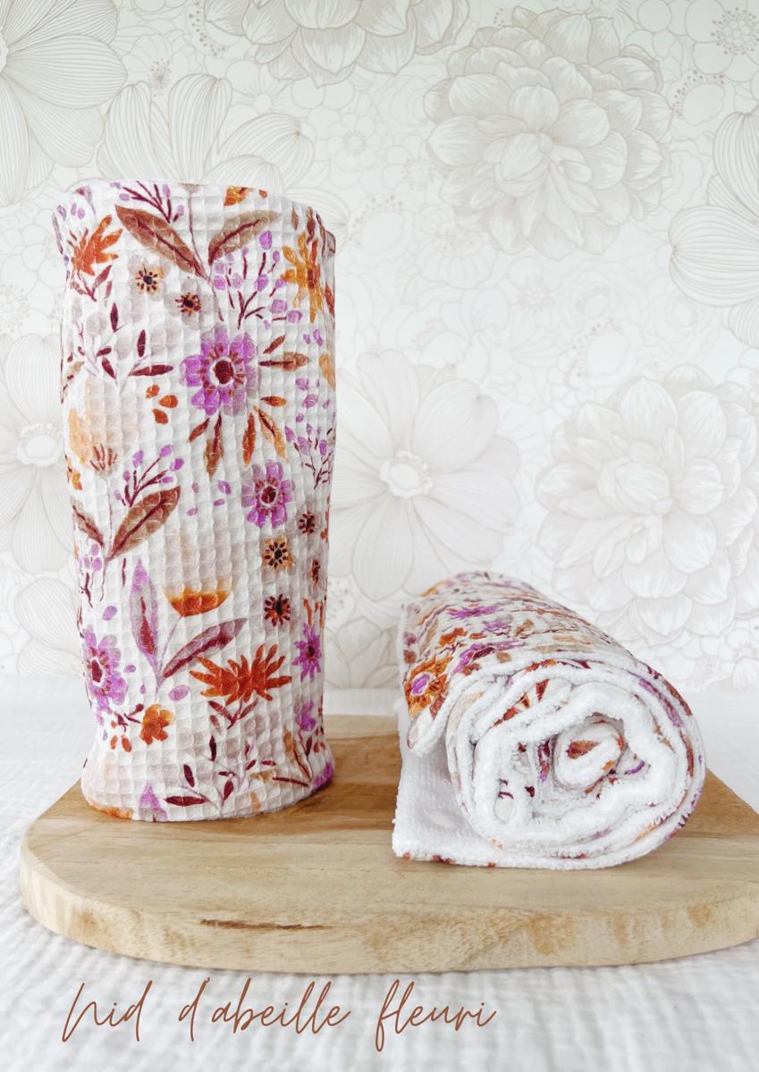 Essuie-tout lavable (5 feuilles) - Nid d'abeille fleuri
