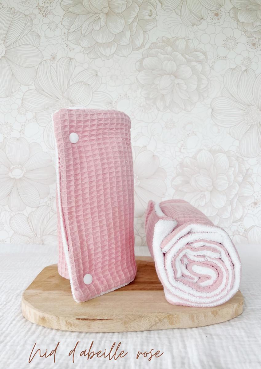 Essuie-tout lavable (5 feuilles) - Nid d'abeille rose