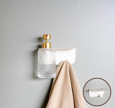 Etagère porte flacon avec patère (sans percage) - Mamik - 1