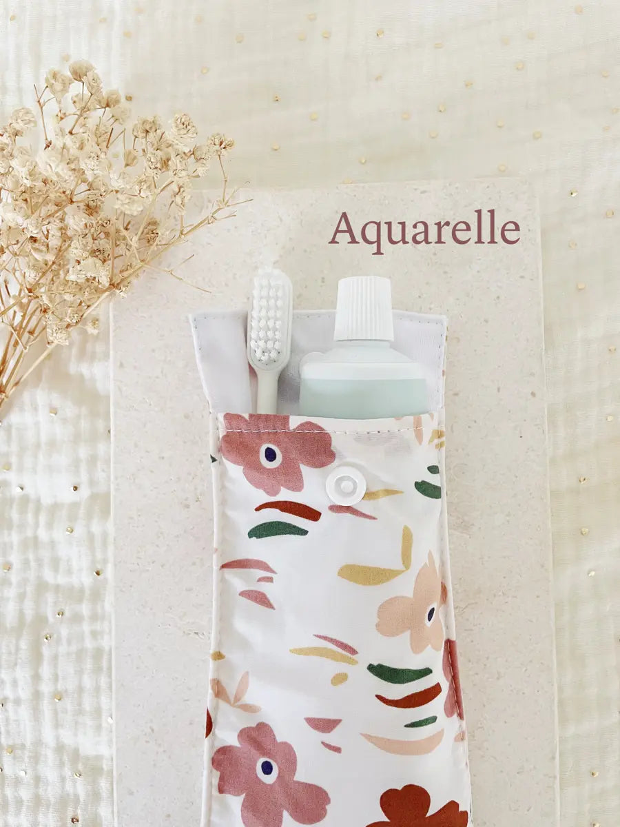 Etui imperméable pour brosse à dent et dentifrice / pochette à couvert - Aquarelle