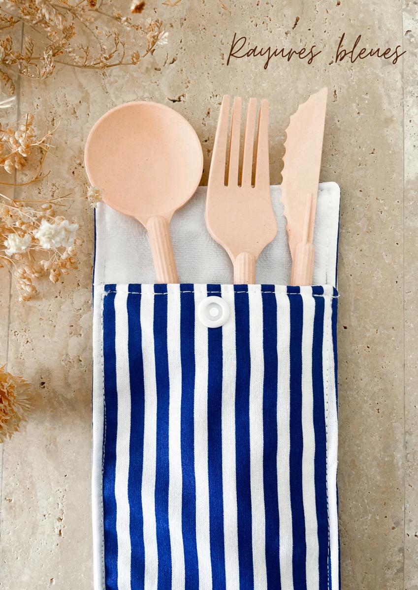 Etui imperméable pour brosse à dent et dentifrice / pochette à couvert - Rayures bleues