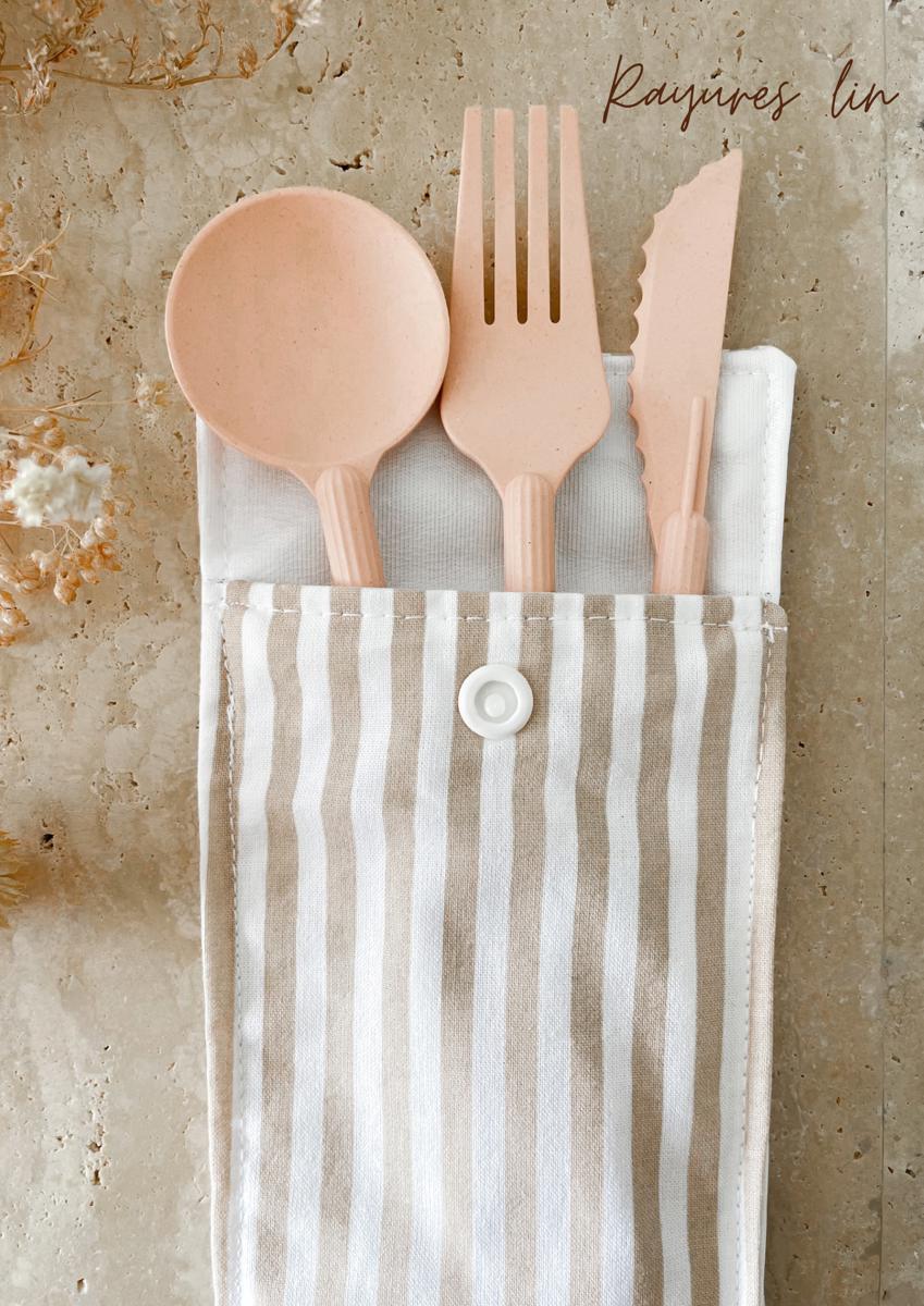 Etui imperméable pour brosse à dent et dentifrice / pochette à couvert - Rayures lin