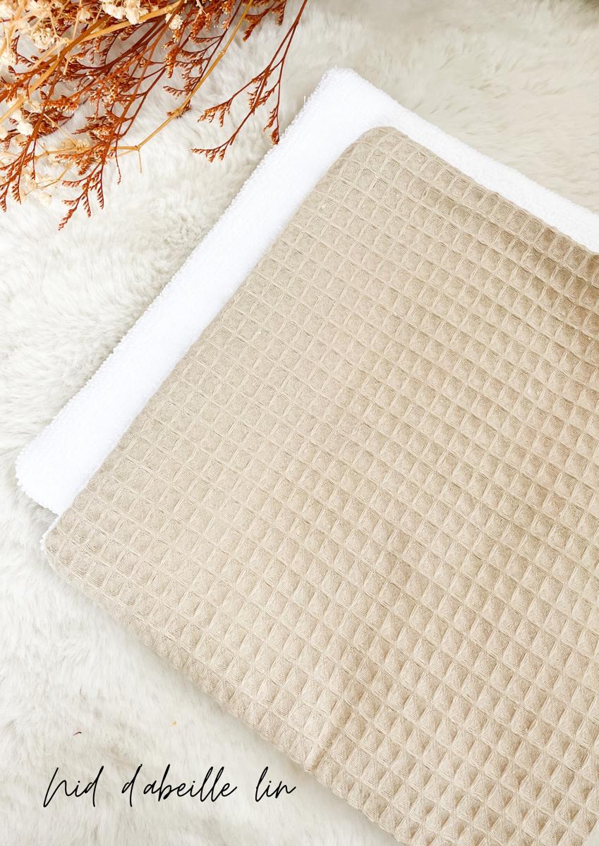 Feuille essuie-tout lavable microfibre (sans pressions) - Nid d’abeille lin