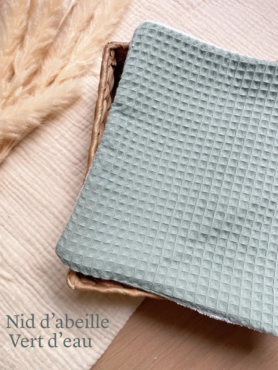 Feuille essuie-tout lavable microfibre (sans pressions) - Nid d’abeille vert d’eau