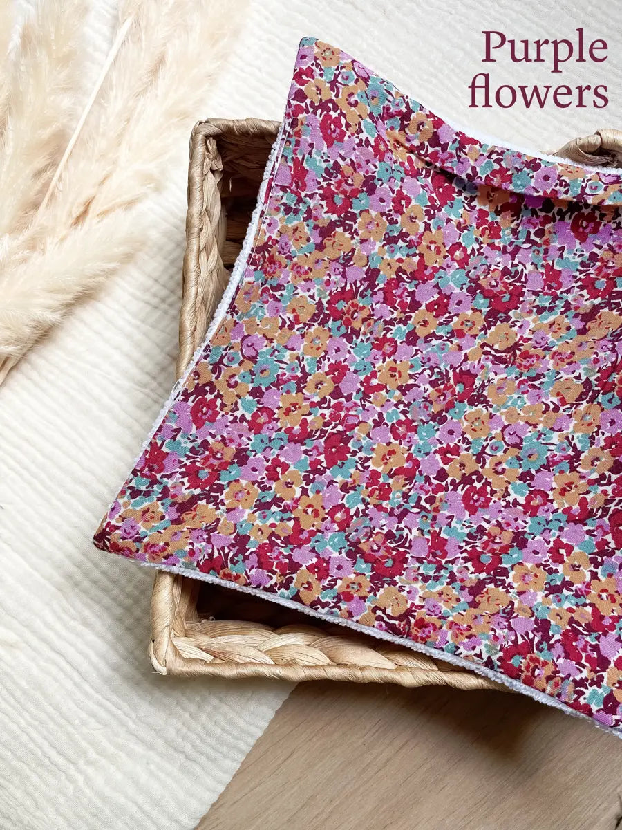 Feuille essuie-tout lavable microfibre (sans pressions) - Purple flowers