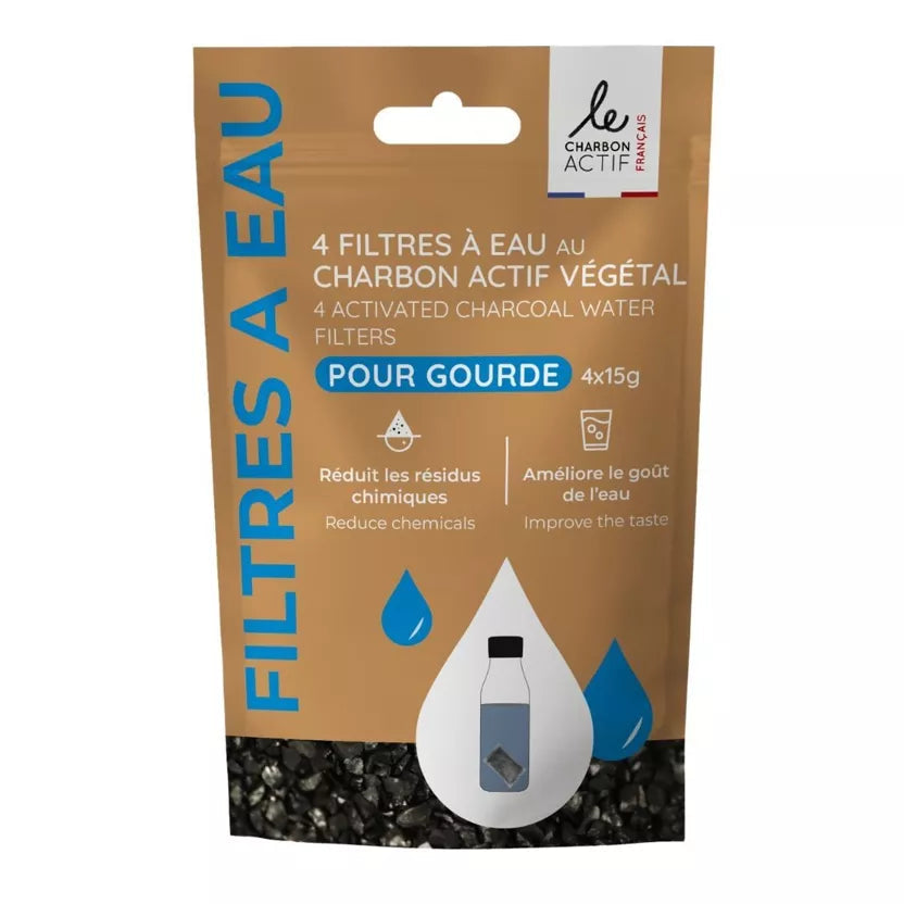 Filtres à eau nomade et compostable pour gourde au charbon végétal actif X4 - BIJIN - 1