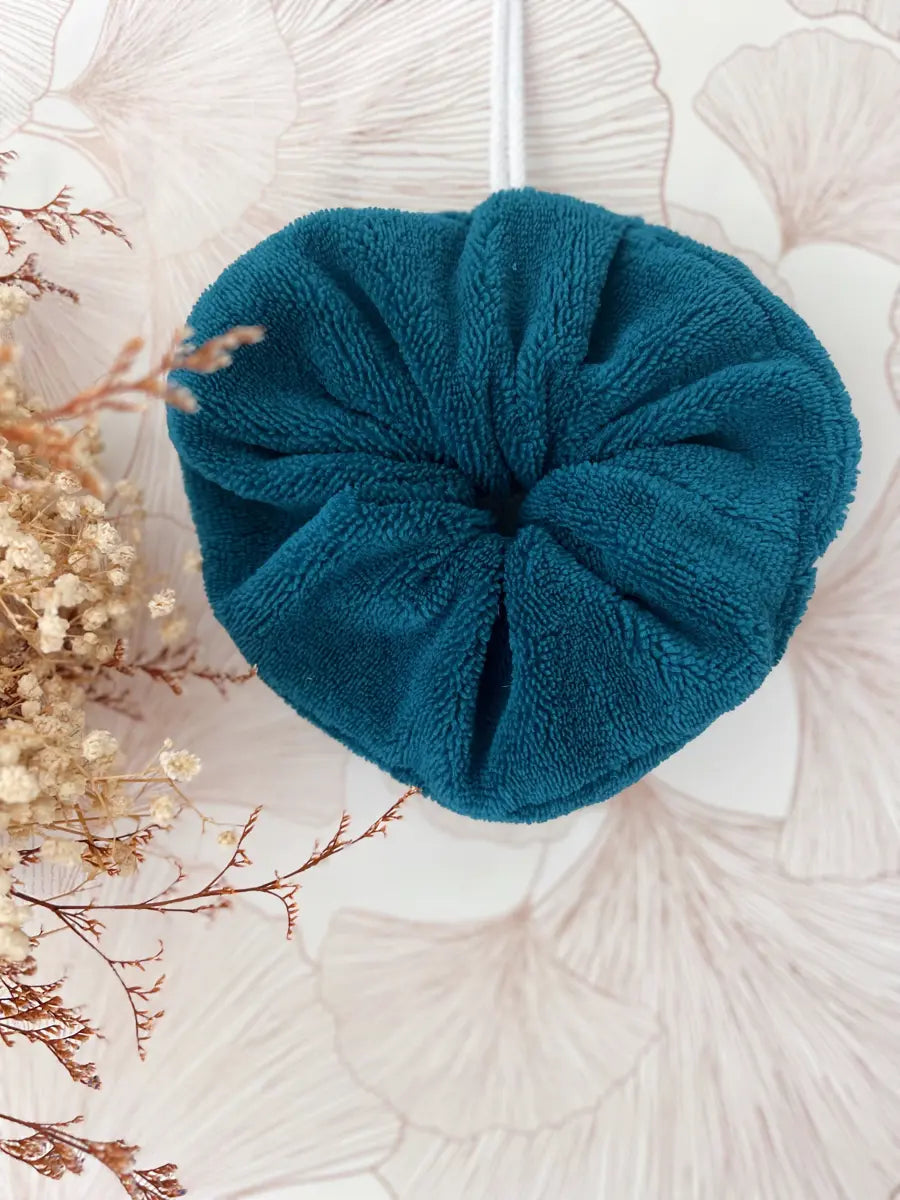Fleur de douche lavable - Bleu paon