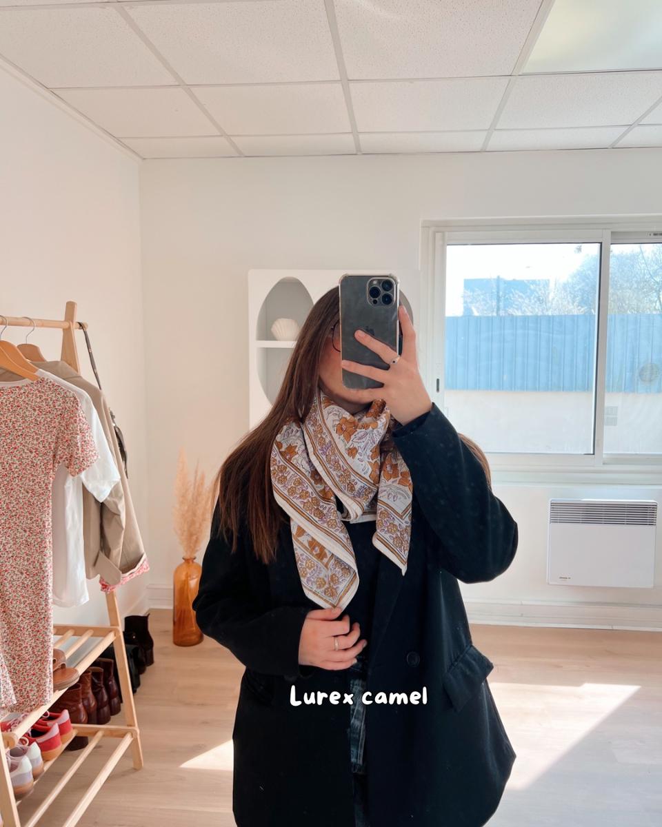 Foulard en coton - So Family - Lurex camel