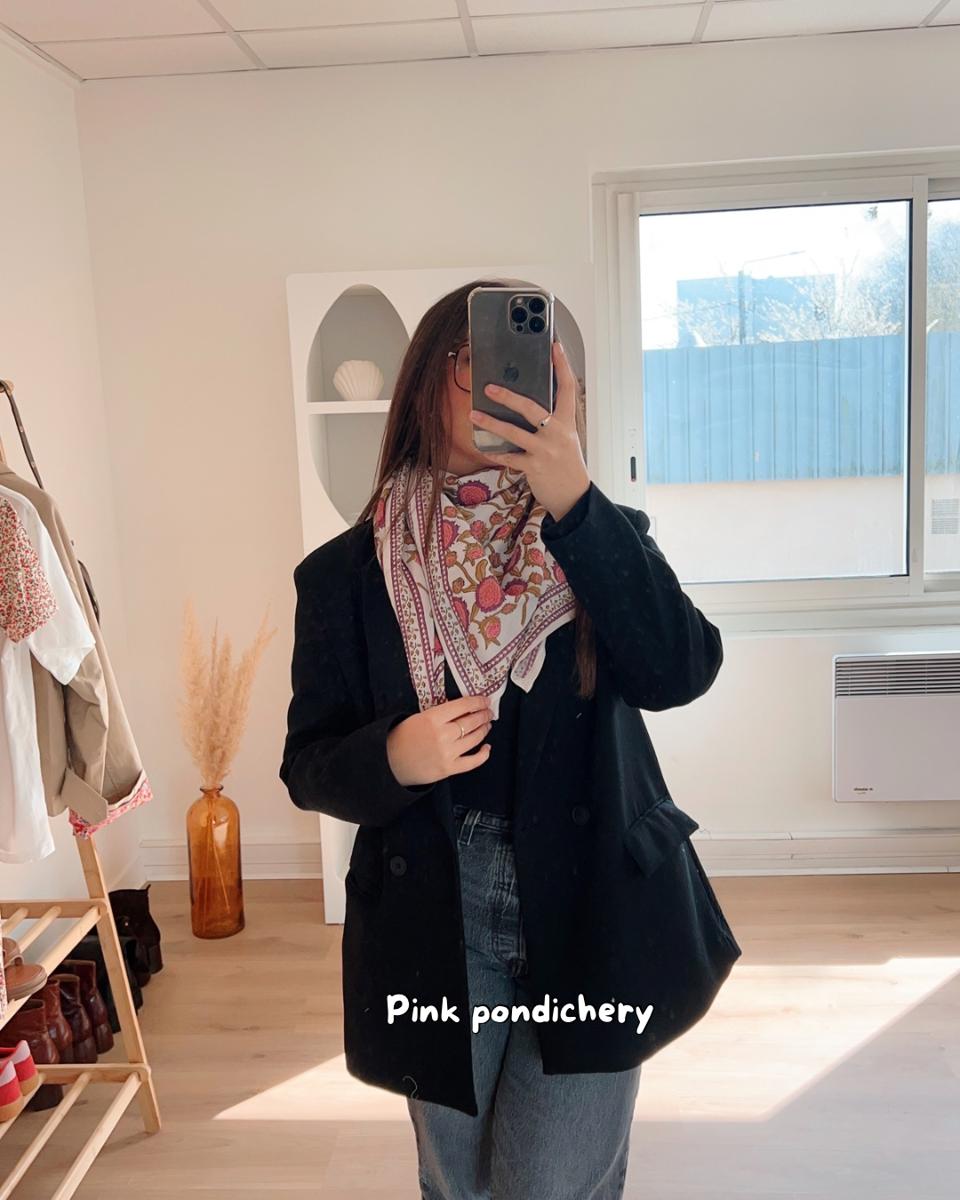 Foulard en coton - So Family - Pink pondichery