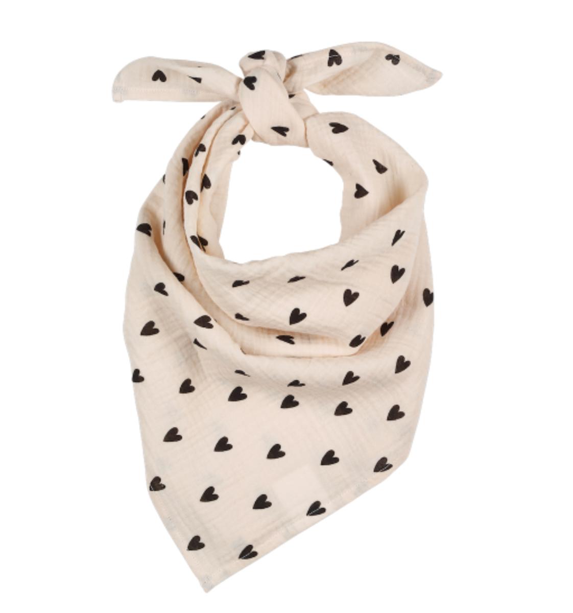 Foulard en gaze de coton - Atelier Wagram - Coeurs écru