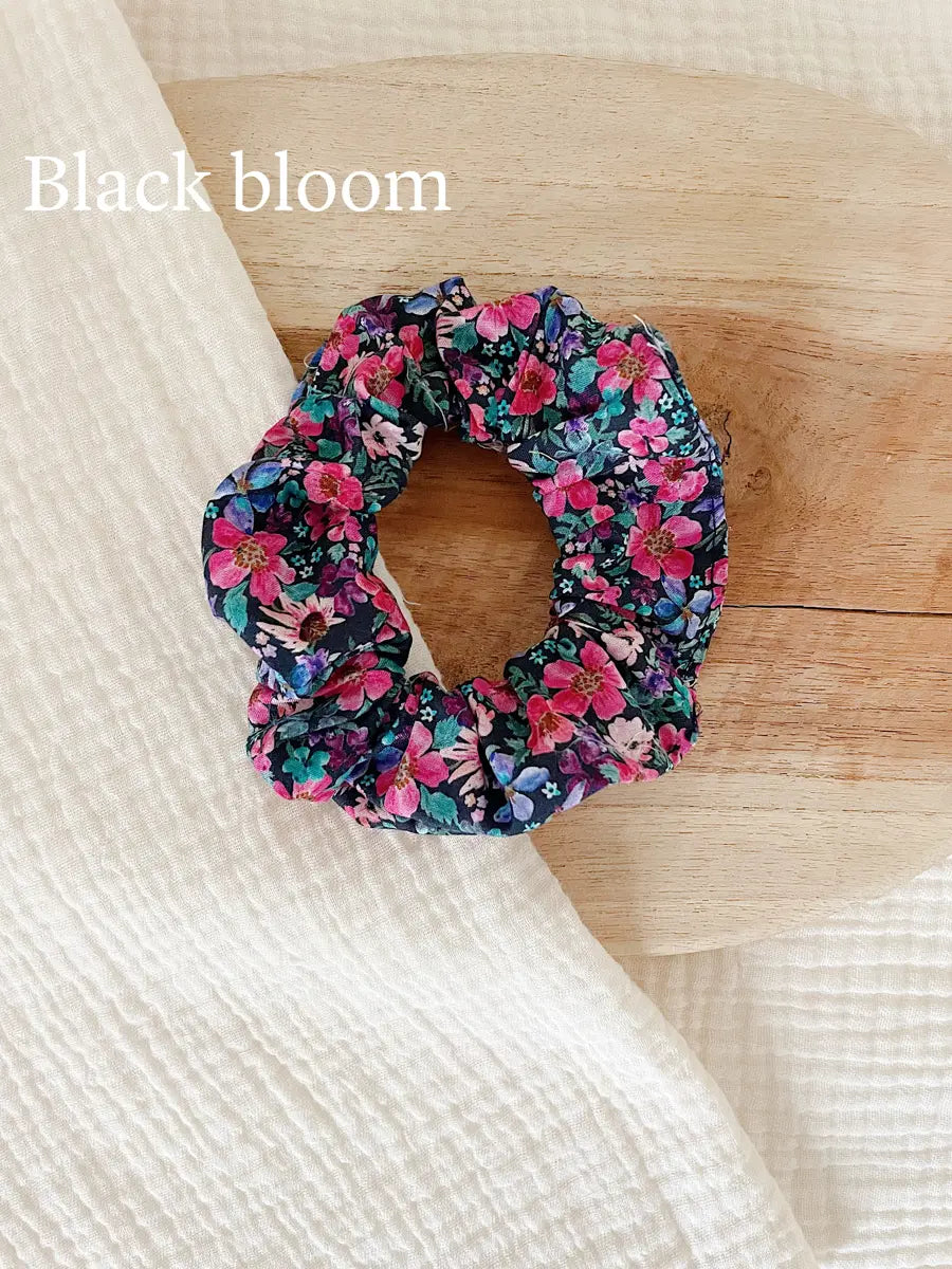 Chouchou coton imprimé - Black bloom
