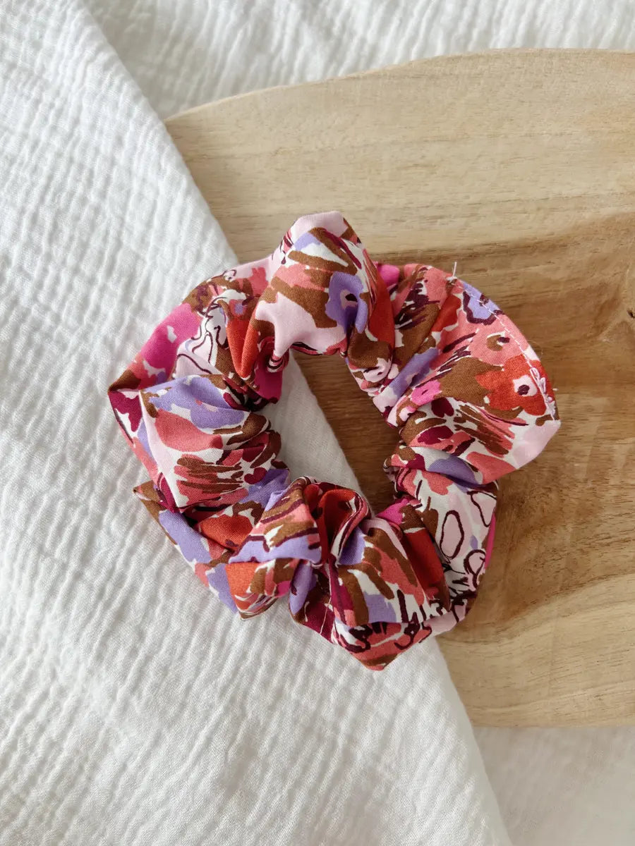 Chouchou coton imprimé - Brown flowers