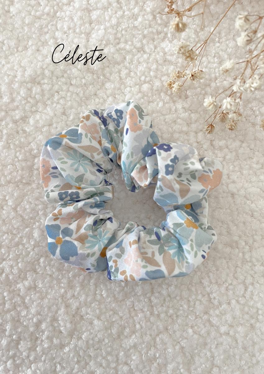 Chouchou coton imprimé - Céleste