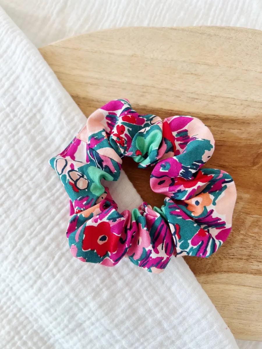 Chouchou coton imprimé - Pink flowers