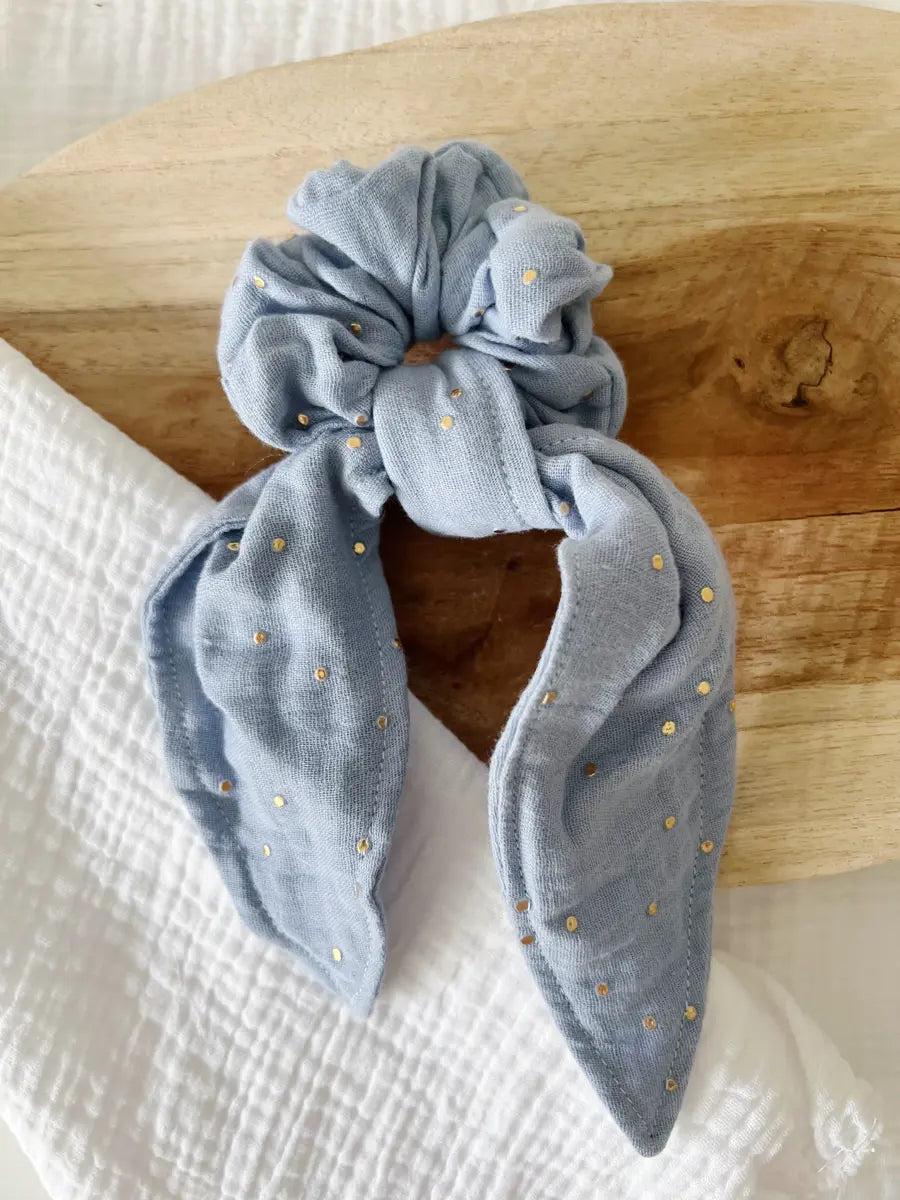 Foulchie en double gaze - Bleu baltique