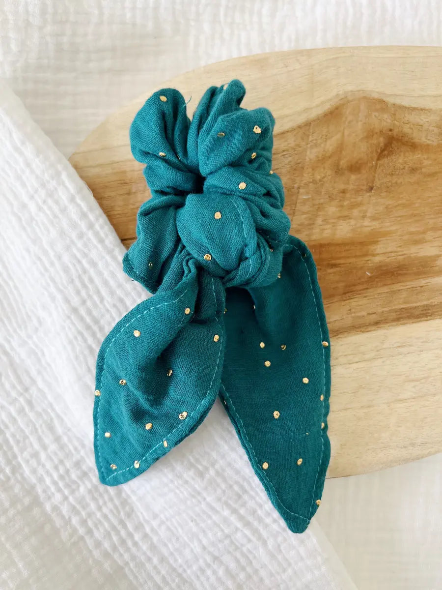 Foulchie en double gaze - Bleu paon