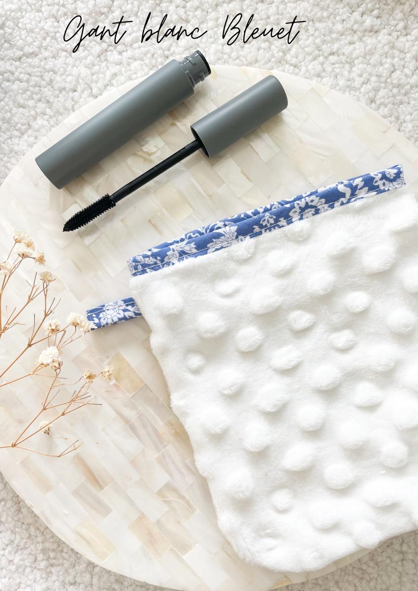 Gant démaquillant (démaquille avec de l’eau uniquement) - Gant blanc Bleuet