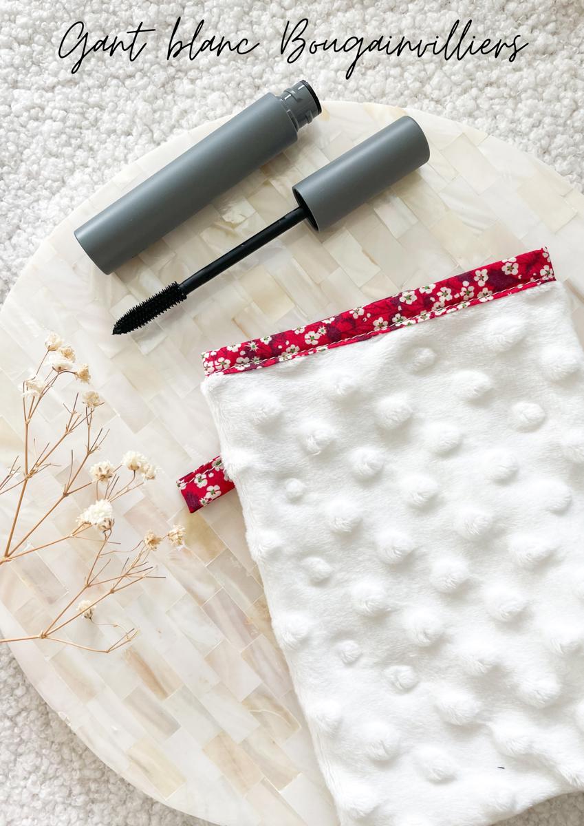 Gant démaquillant (démaquille avec de l’eau uniquement) - Gant blanc Bougainvilliers