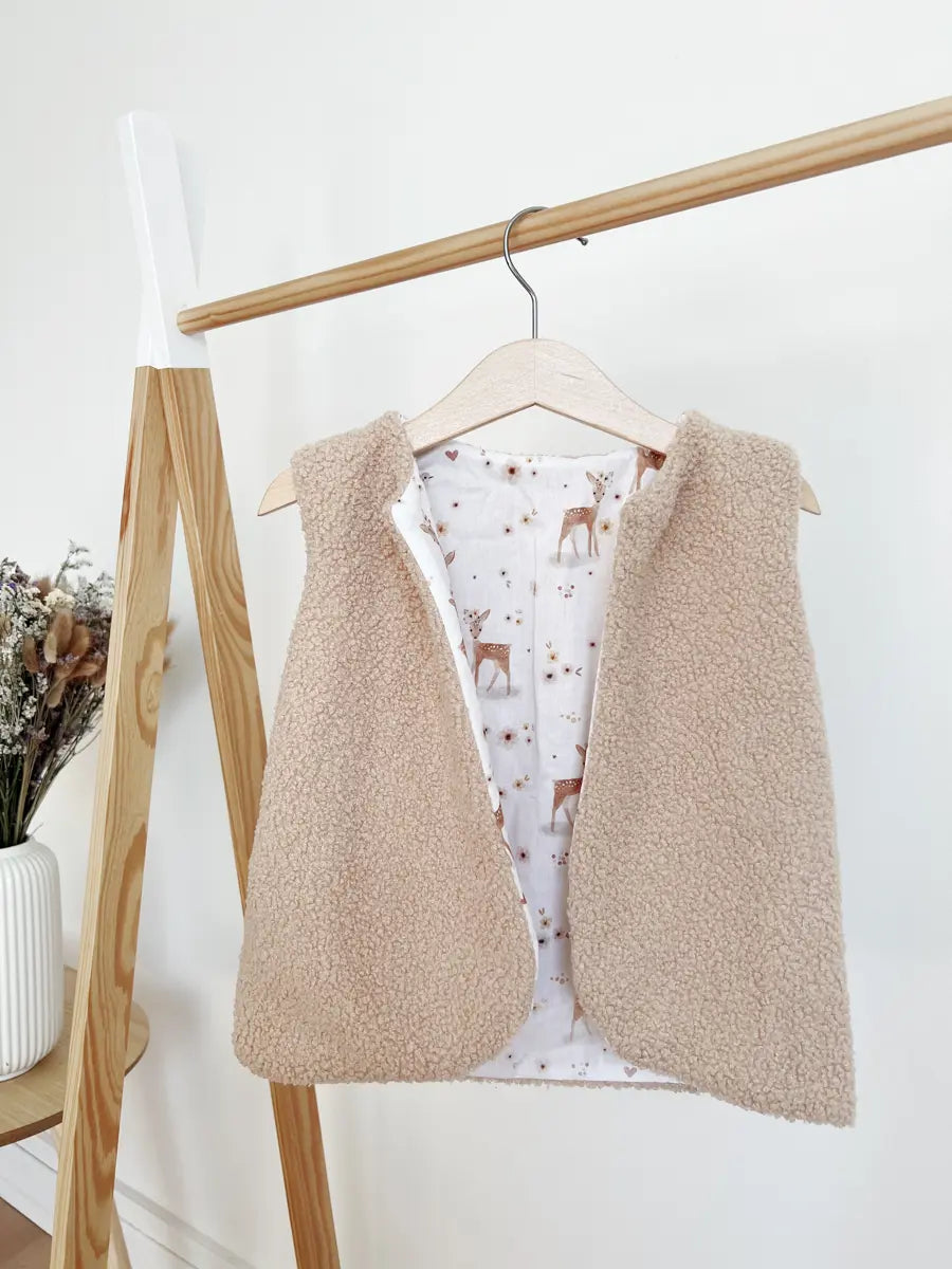 Gilet berger enfant bouclette marron - 3-4 ans / Emy