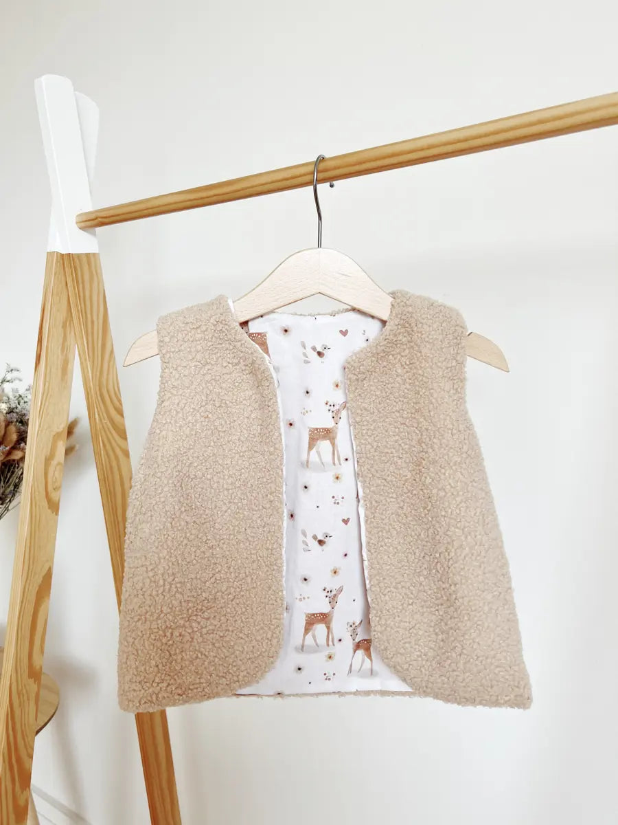 Gilet berger enfant bouclette marron - 6