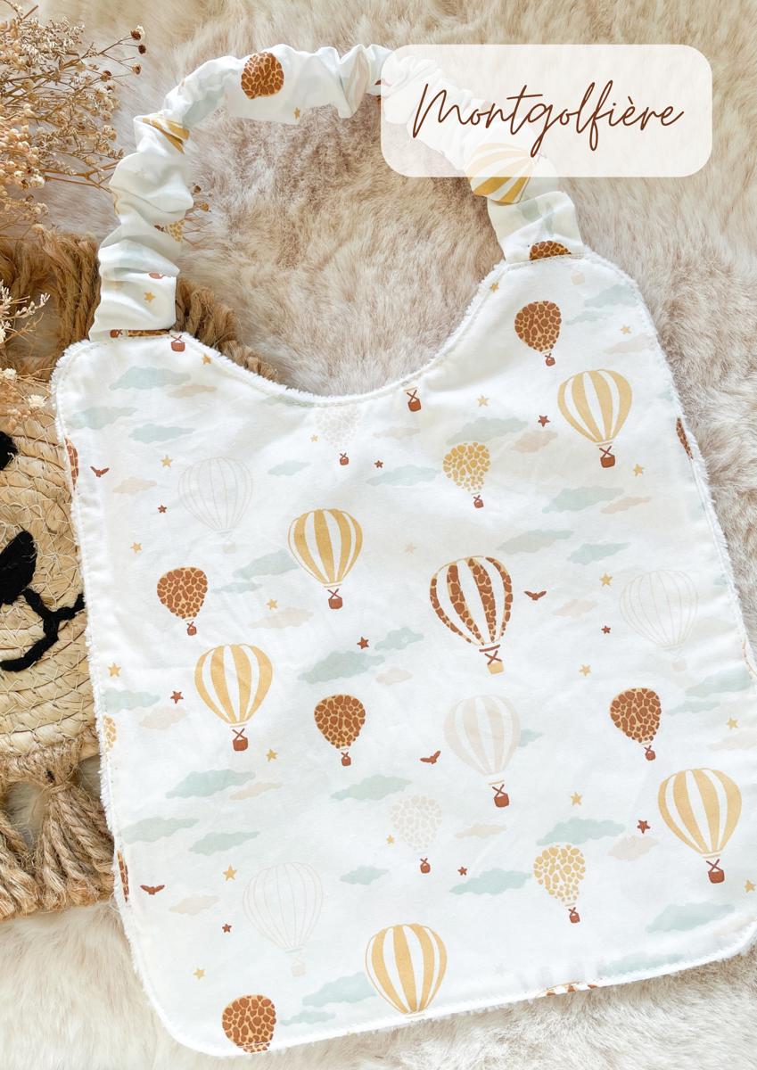 Grand bavoir (2-8 ans) / serviette de cantine - Montgolfière