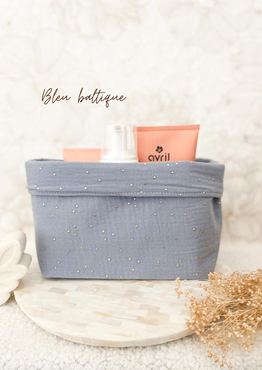 Grande panière en double gaze - Bleu baltique