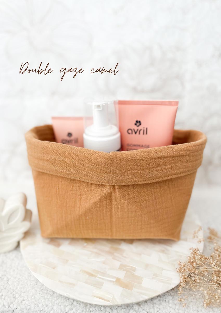 Grande panière en double gaze - Double gaze camel