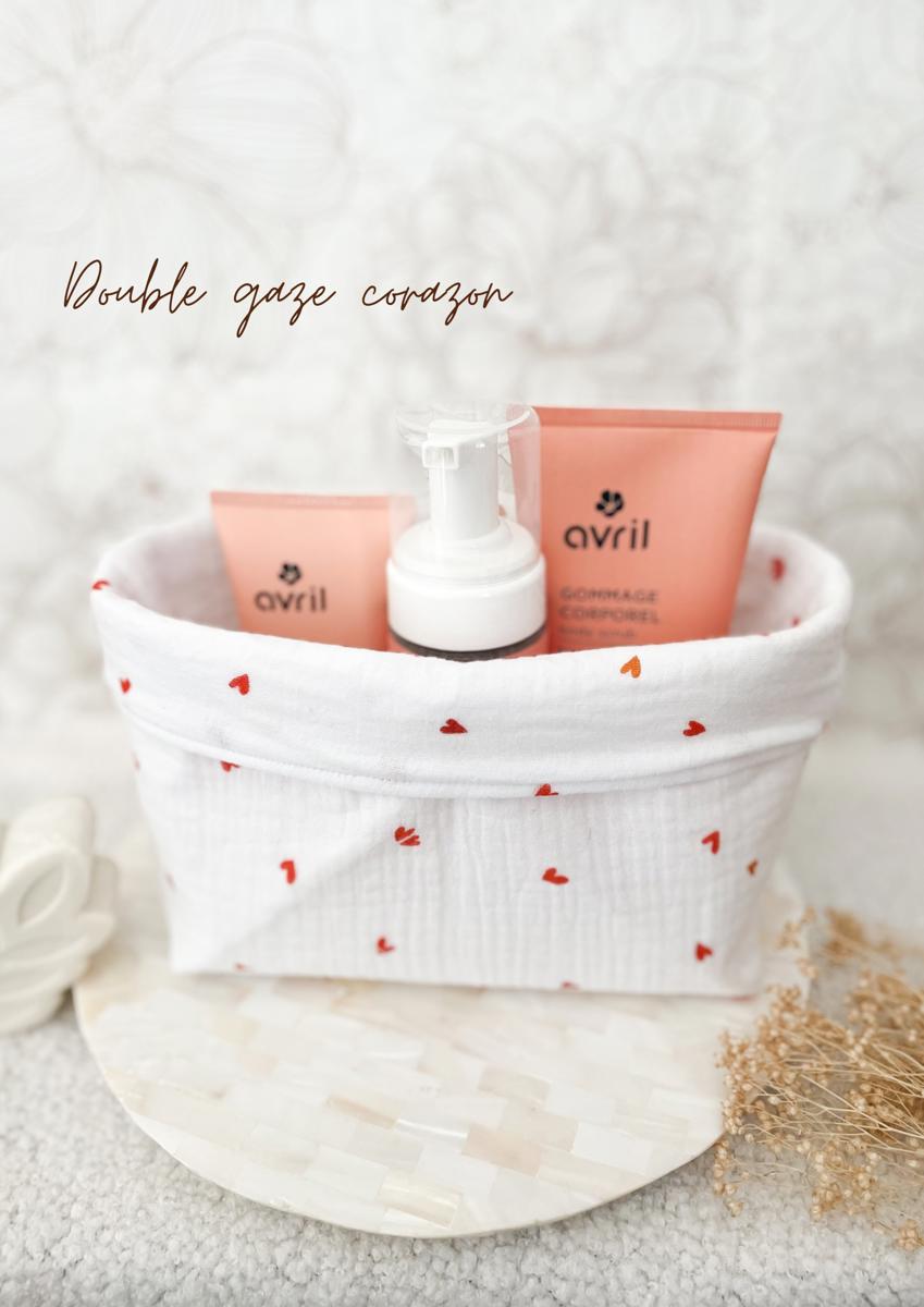 Grande panière en double gaze - Double gaze corazon