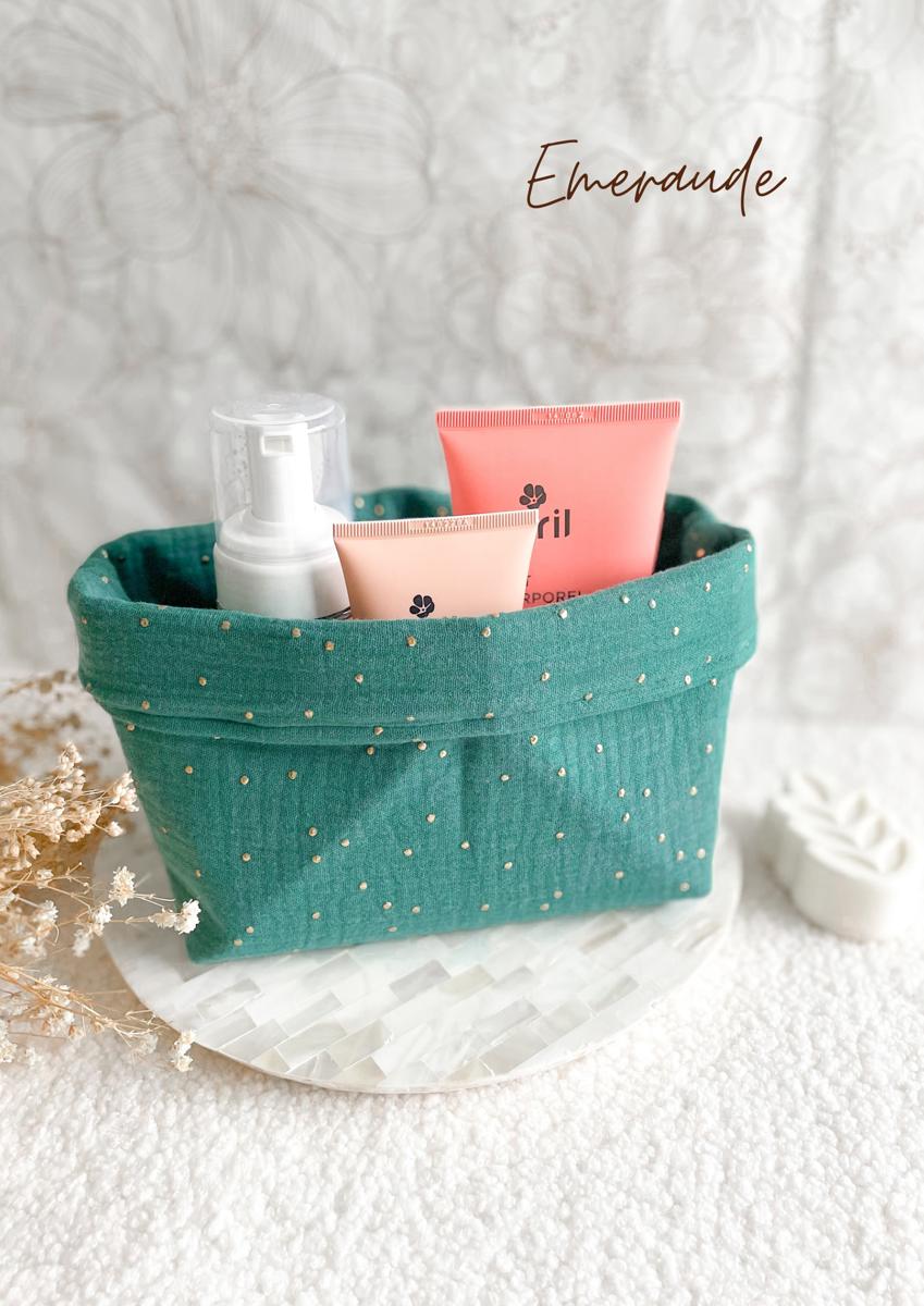 Grande panière en double gaze - Emeraude