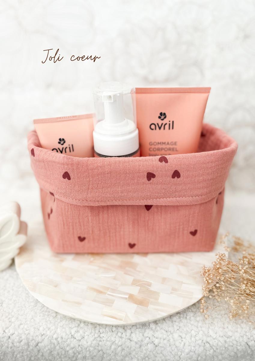 Grande panière en double gaze - Joli cœur