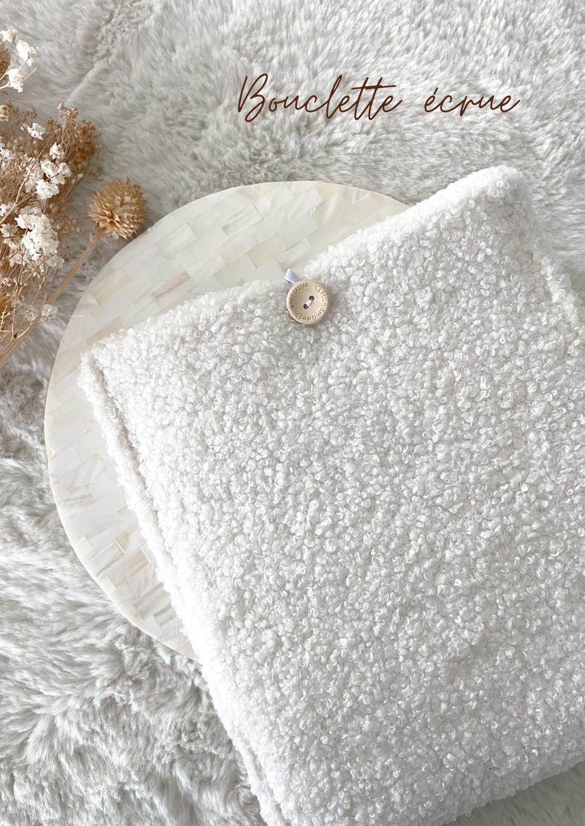 Grande pochette à livre ou tablette moumoute - Bouclette ecrue