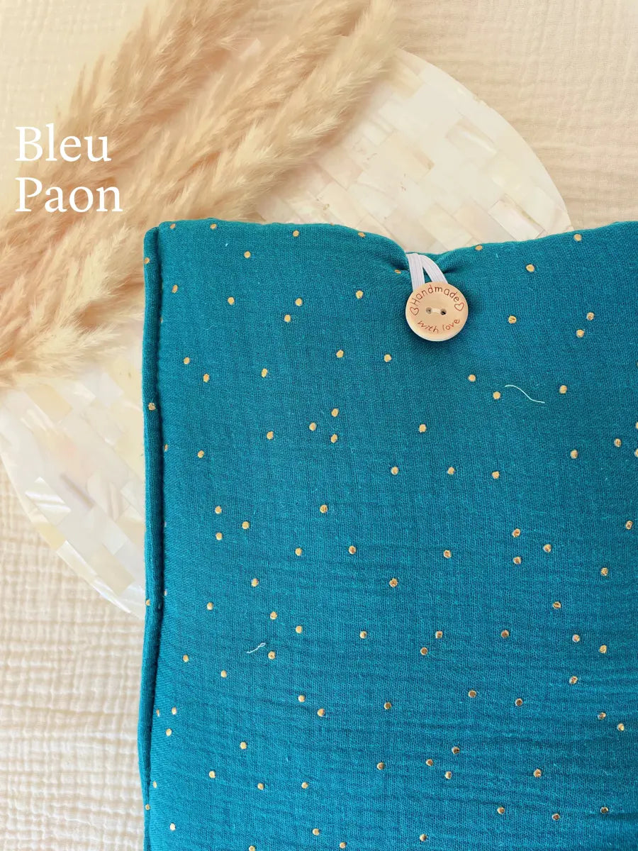 Grande pochette à livre ou tablette - Bleu paon