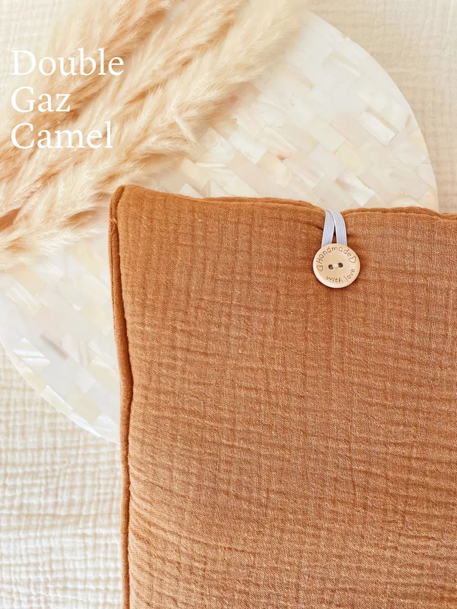 Grande pochette à livre ou tablette - Double gaze camel