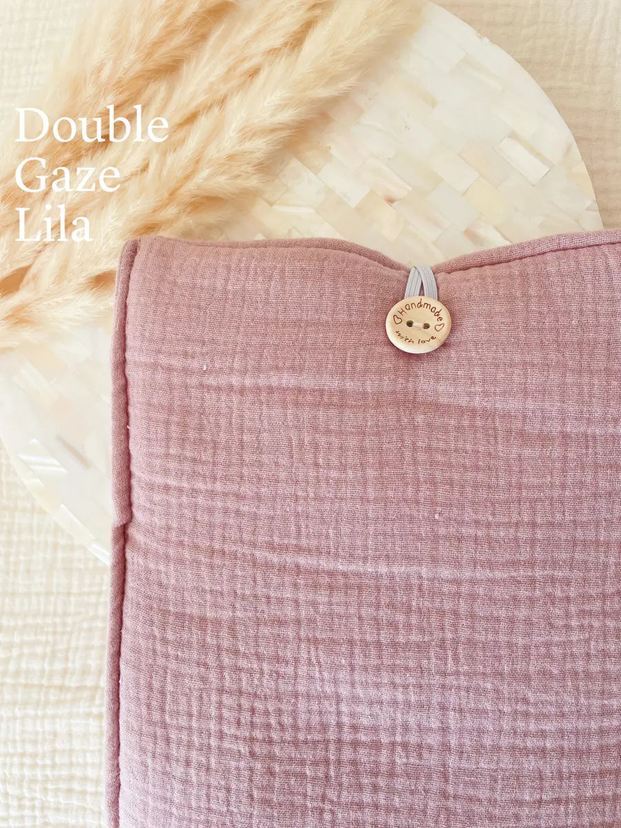 Grande pochette à livre ou tablette - Double gaze Lila