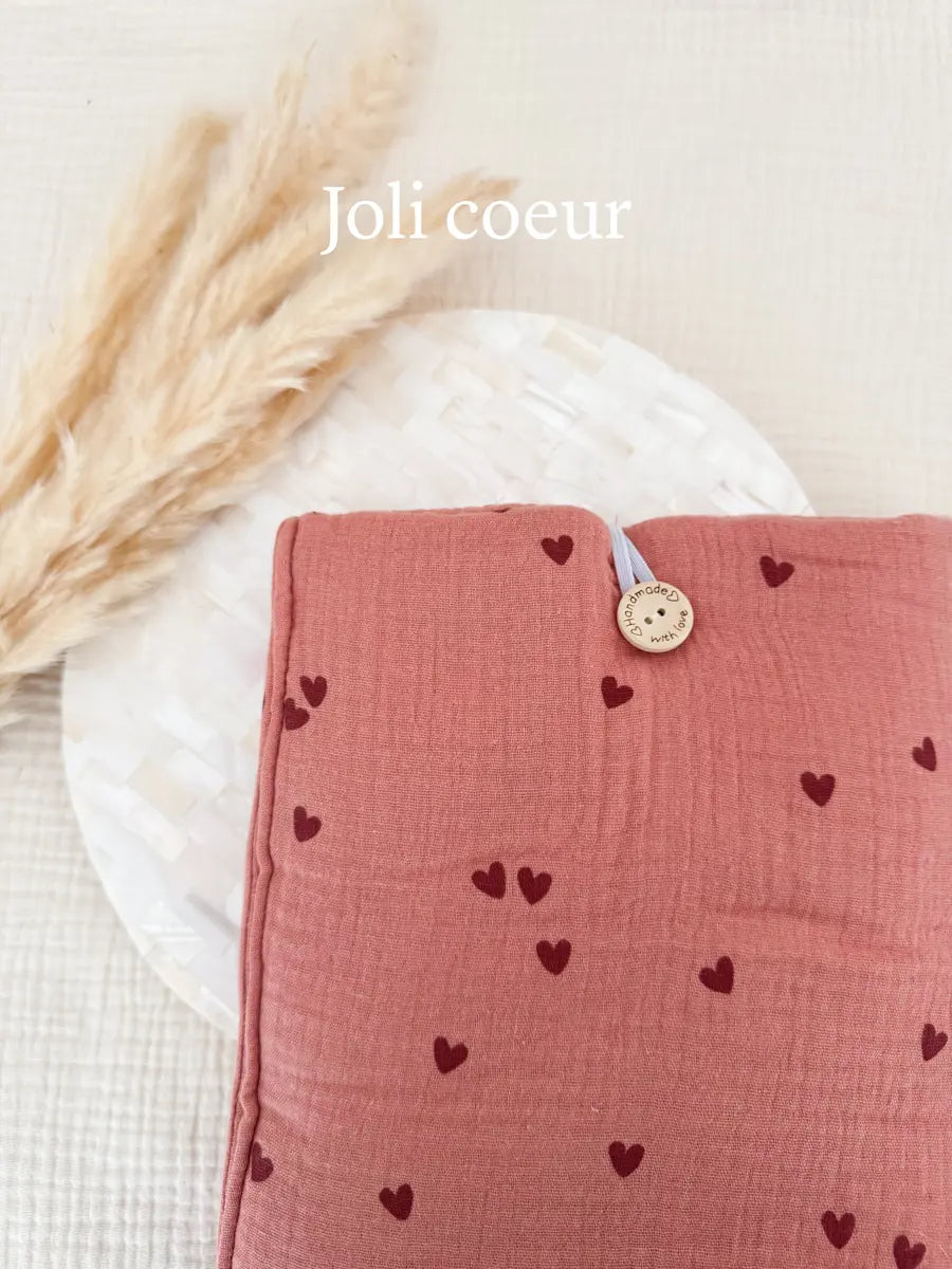 Grande pochette à livre ou tablette - Joli cœur