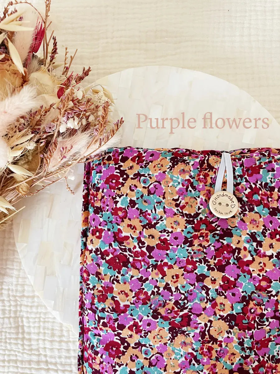 Grande pochette à livre ou tablette - Purple flowers